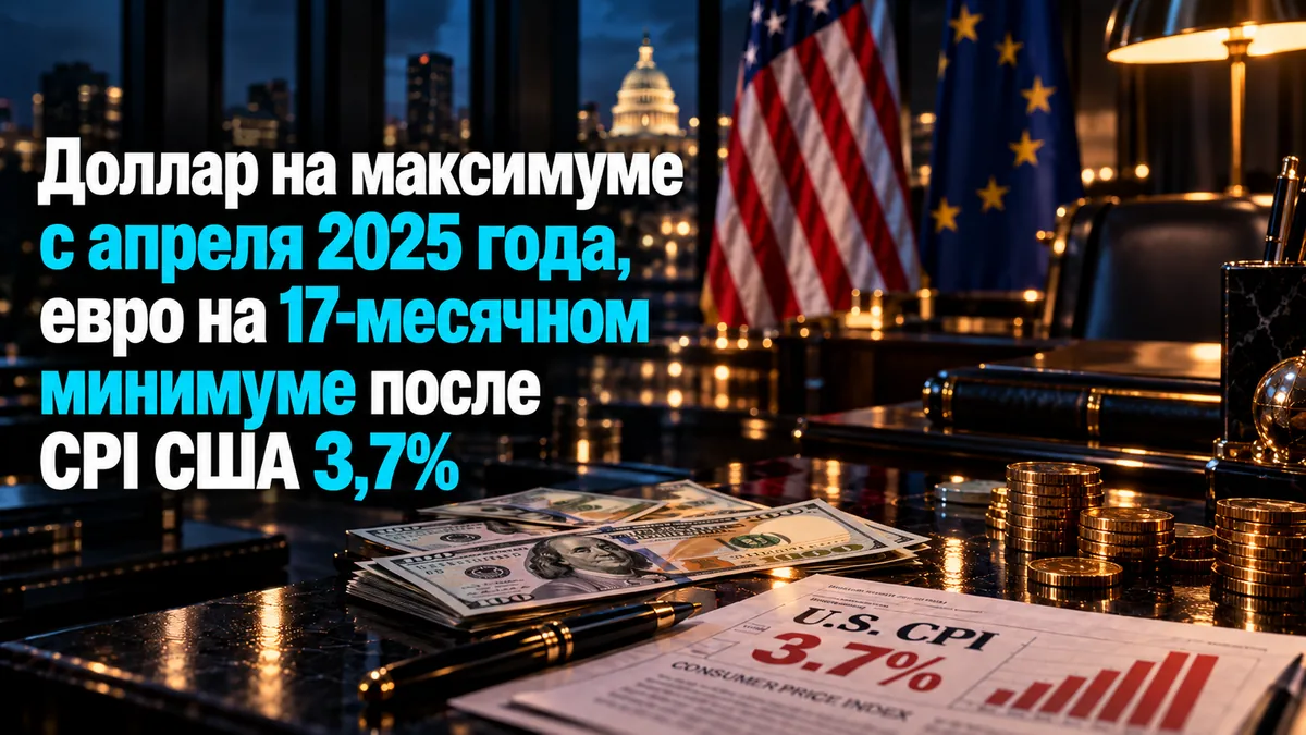 Тақырып: Доллар 2025 жылдың сәуірінен бергі максимумда, еуро АҚШ-тың CPI 3,7% болуынан кейін 17 айлық минимумда