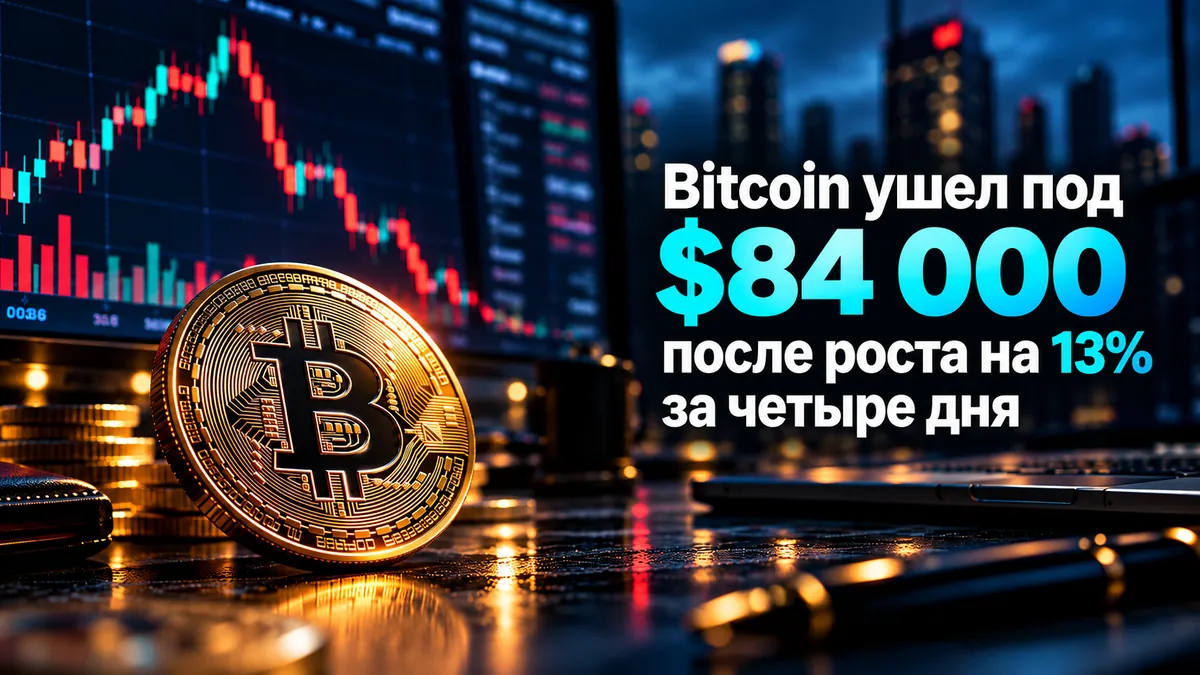 Bitcoin опустився нижче $84 000 після зростання на 13% за чотири дні