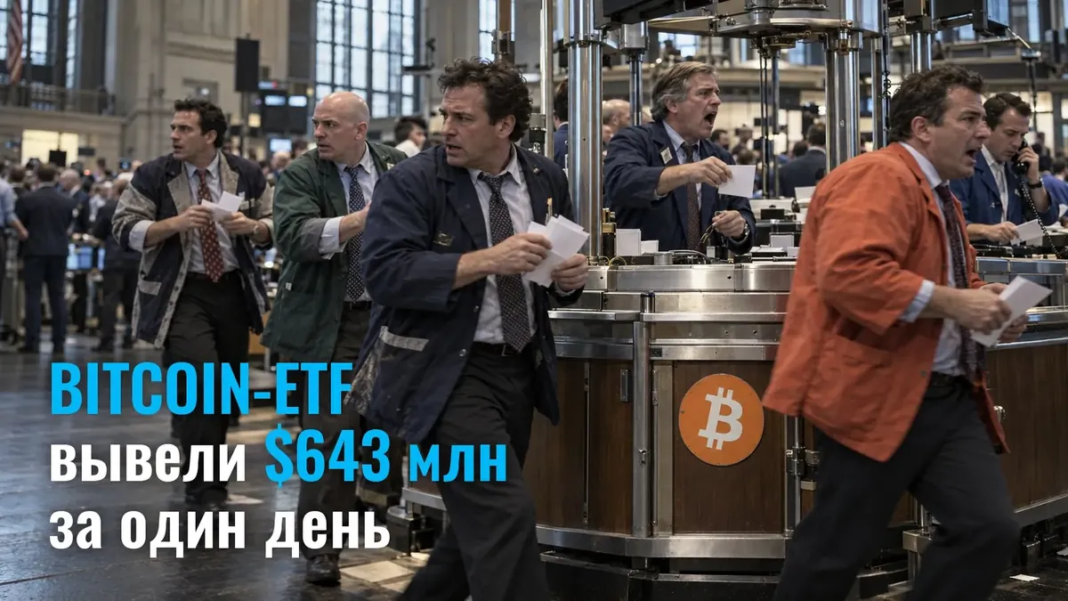 Зі спотових Bitcoin-ETF вивели $643 млн за один день: IBIT і FBTC дали дві третини відтоку