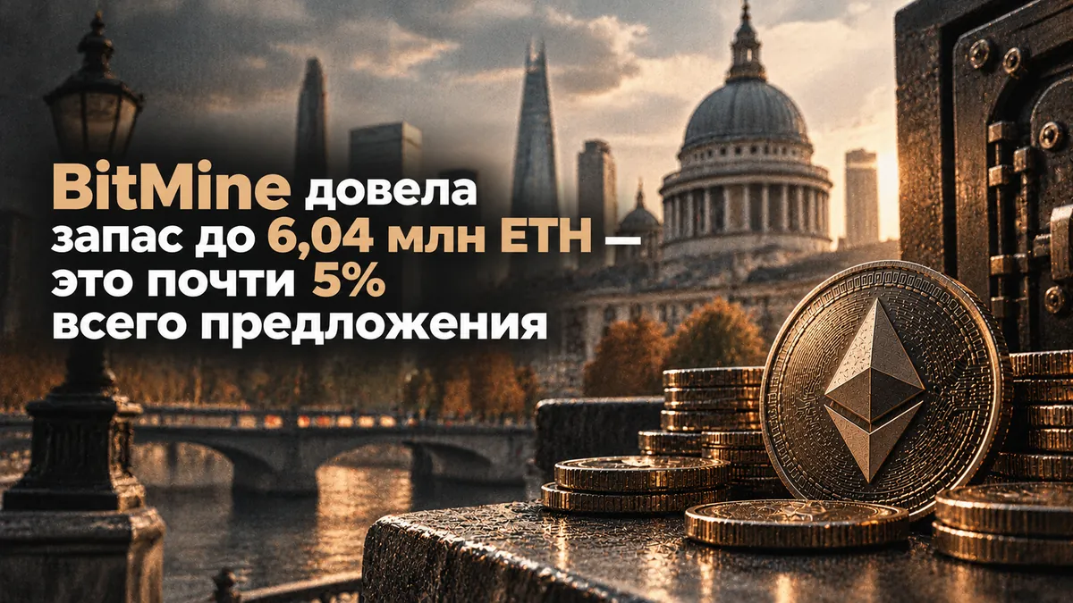BitMine довела запас до 6,04 млн ETH - це майже 5% усієї пропозиції