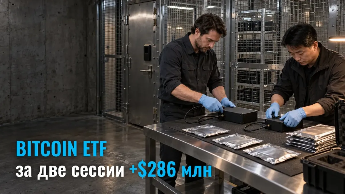 За две сессии притоки в Bitcoin ETF дали $286 млн, месячный отток сжался до $26 млн