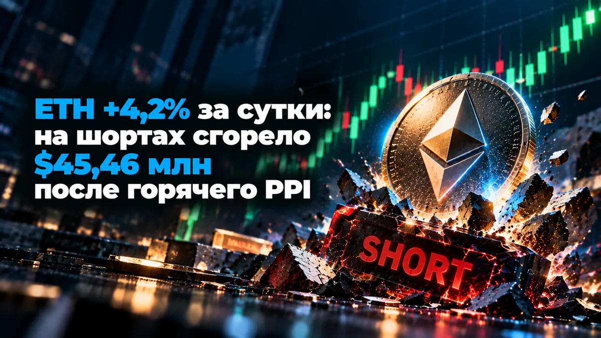 ETH тәулік ішінде +4,2%: қызған PPI-ден кейін шорттарда $45,46 млн жанып кетті