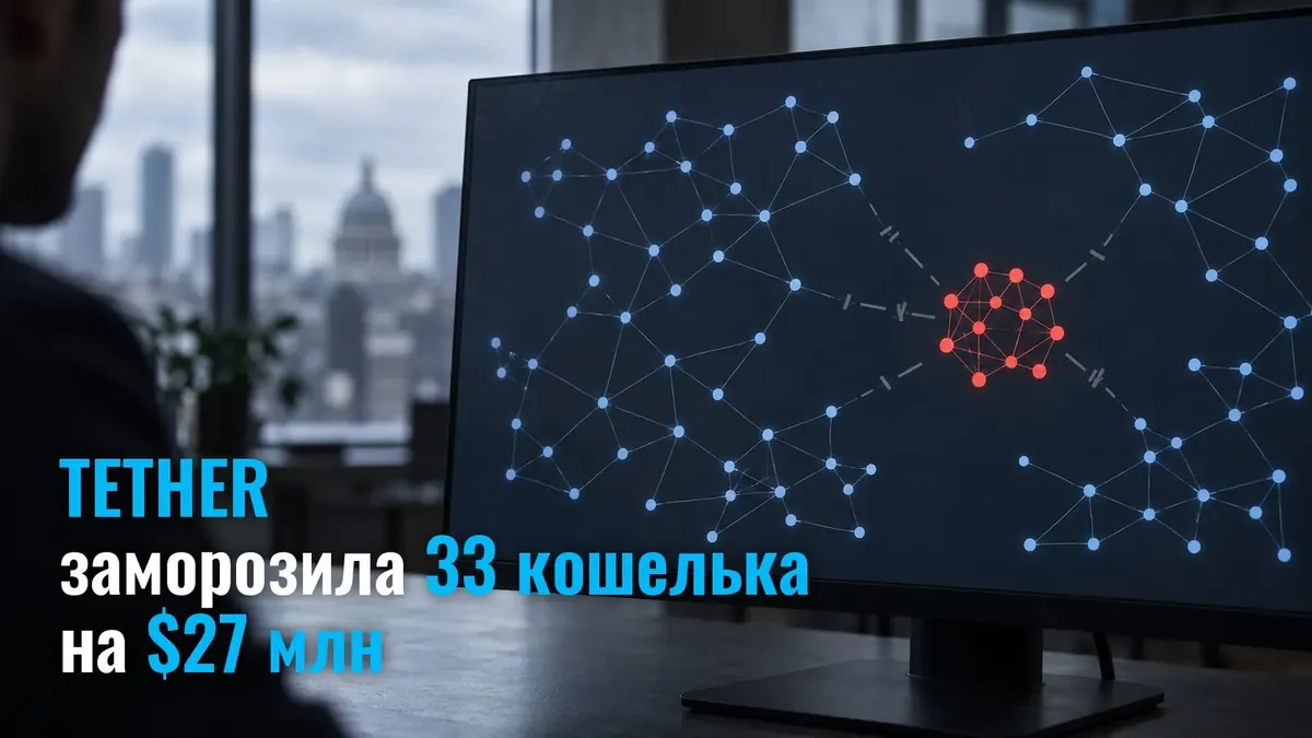 Tether за сутки заморозила 33 кошелька с $27 млн в USDT TRC20