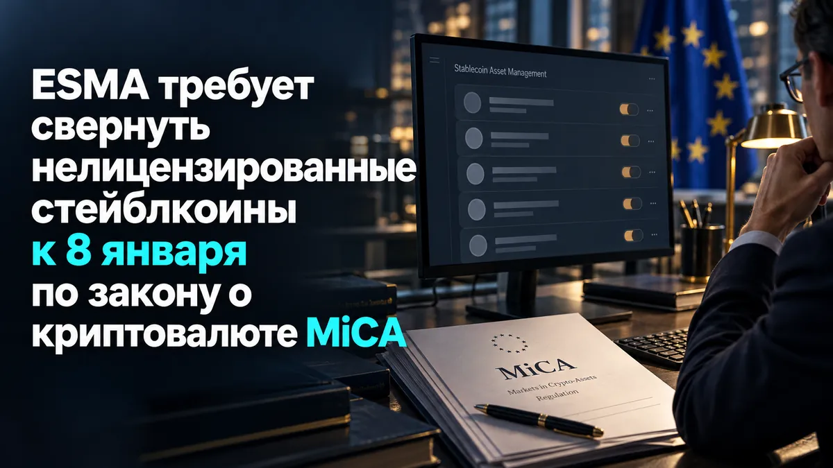 ESMA требует свернуть нелицензированные стейблкоины к 8 января по закону о криптовалюте MiCA