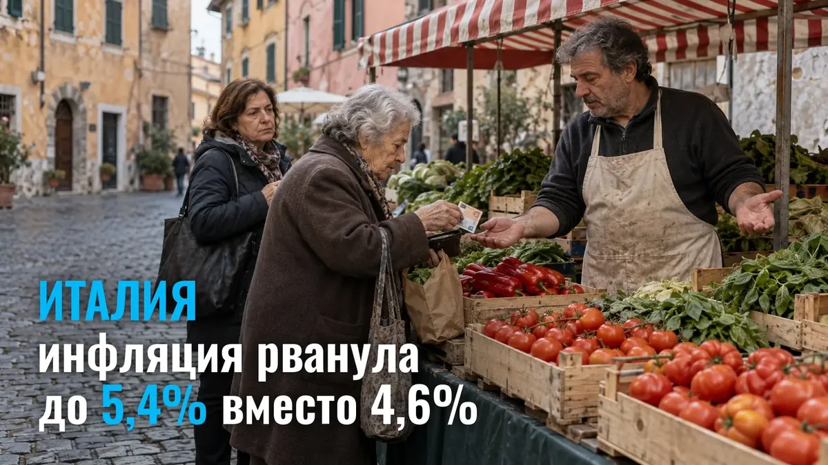 Italy's inflation jumped to 5.4% versus the 4.6% forecast