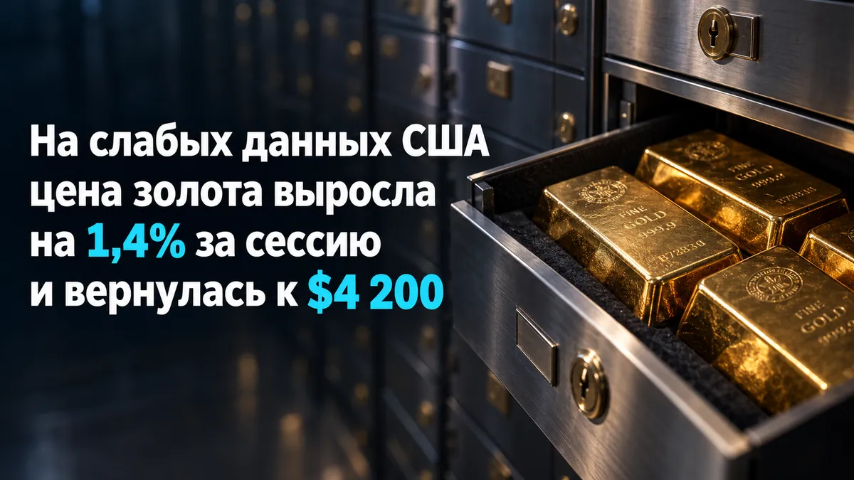 На слабых данных США золото выросло на 1,4% за сессию и вернулось к $4 200
