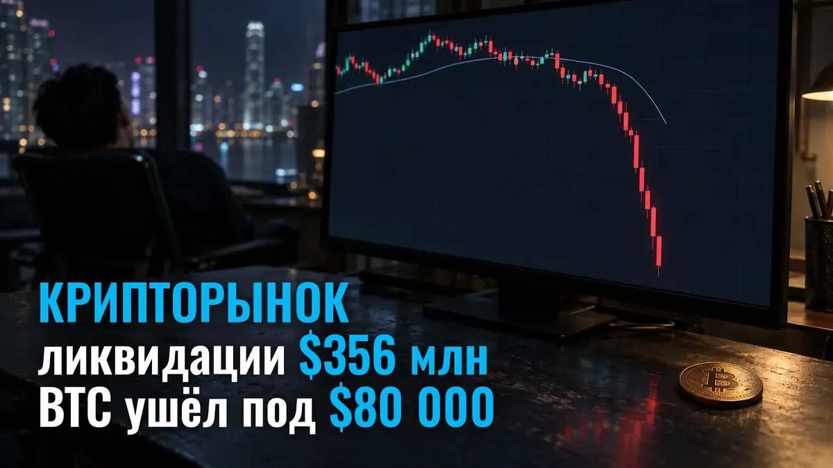На крипторынке ликвидировали позиций на $356 млн: BTC ушёл под $80 000
