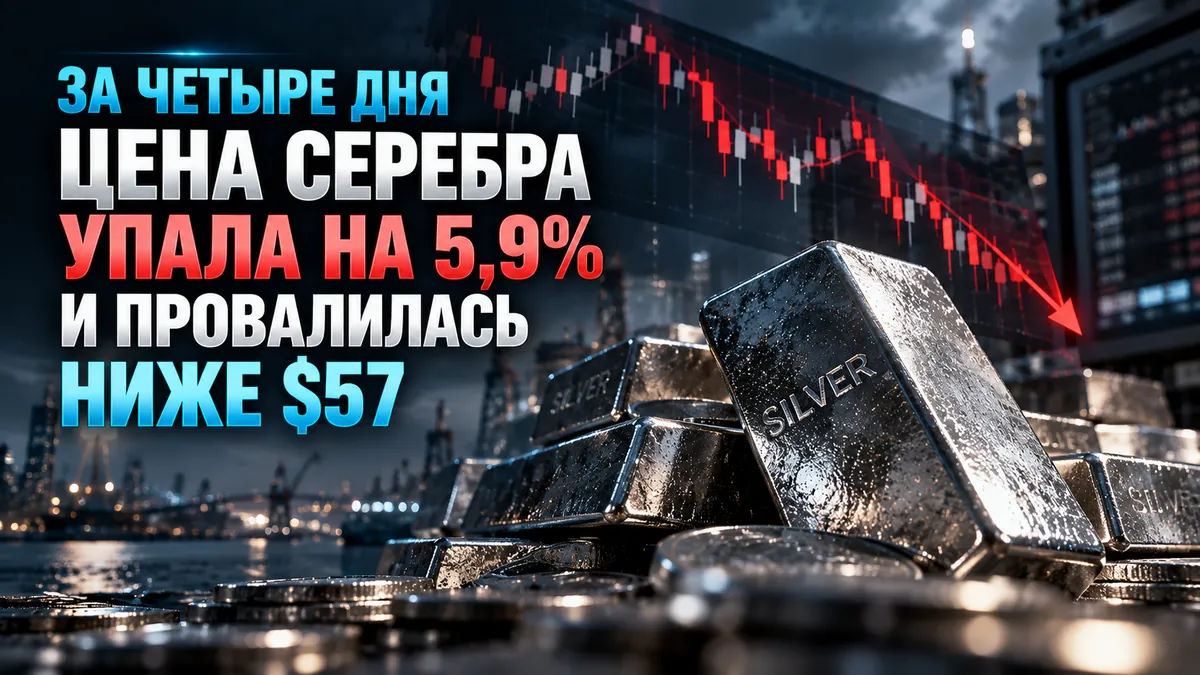 In four days, the silver price fell by 5.9% and dropped below $57