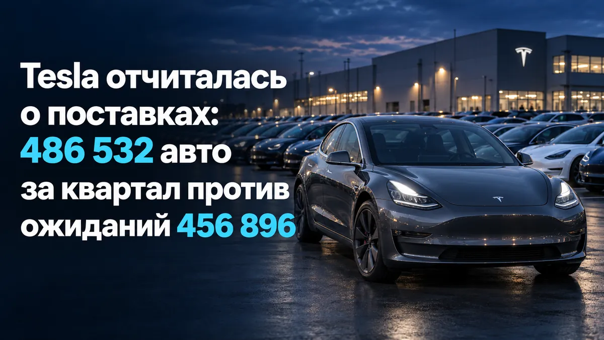 Tesla отчиталась о поставках: 486 532 авто за квартал против ожиданий 456 896