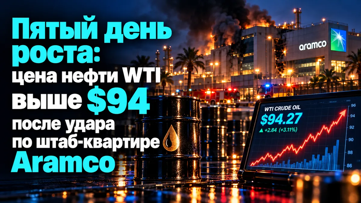Fifth day of gains: WTI crude oil price above $94 after strike on Aramco headquarters