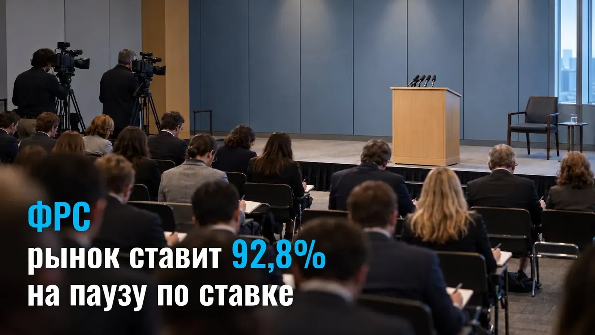 Рынок ставит 92,8% на то, что ставка ФРС сегодня в 21:00 МСК не изменится