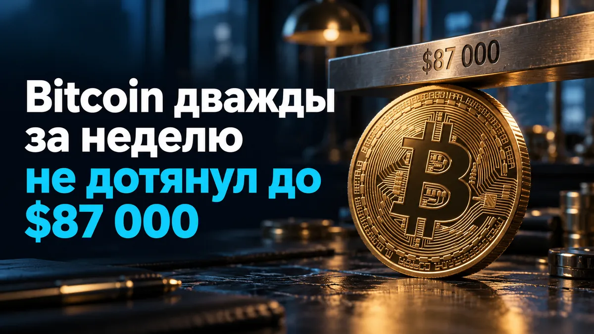 Bitcoin аптасына екі рет $87 000-ға жетпей қалды