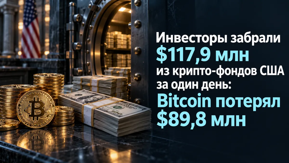 Инвесторы забрали $117,9 млн из крипто-фондов США за один день: Bitcoin потерял $89,8 млн