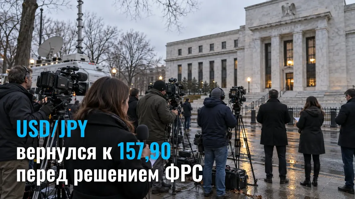 USD/JPY вернулся к 157,90: три сессии роста, индекс доллара растёт перед решением ФРС