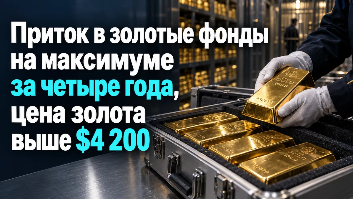 Приток в золотые фонды на максимуме за четыре года, цена золота выше $4 200