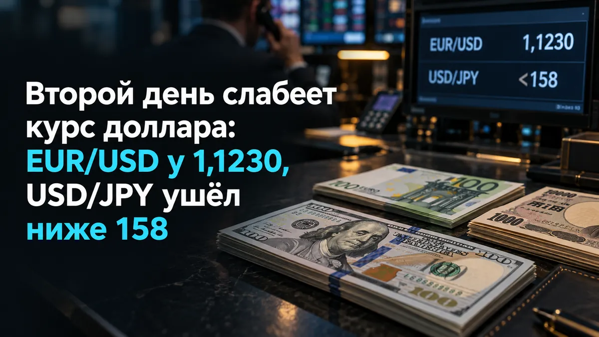 Екінші күн доллар бағамы әлсіреп барады: EUR/USD 1,1230 деңгейінде, USD/JPY 158-ден төмен түсті