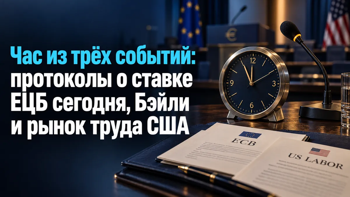 Час из трёх событий: протоколы ЕЦБ, Бэйли и рынок труда США сегодня с 14:30 МСК