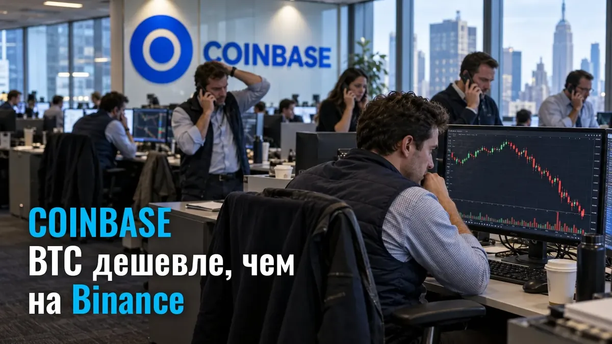 BTC на Coinbase дешевле, чем на Binance: такого не было с краха FTX