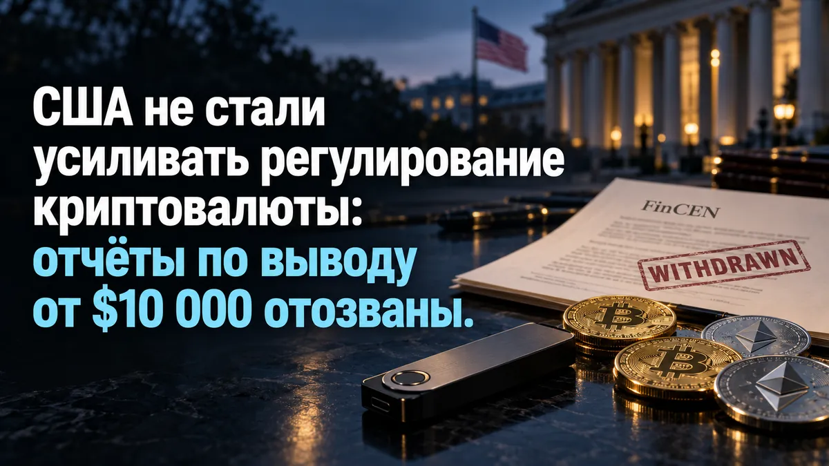 США не стали усиливать регулирование криптовалюты: отчёты по выводу от $10 000 отозваны