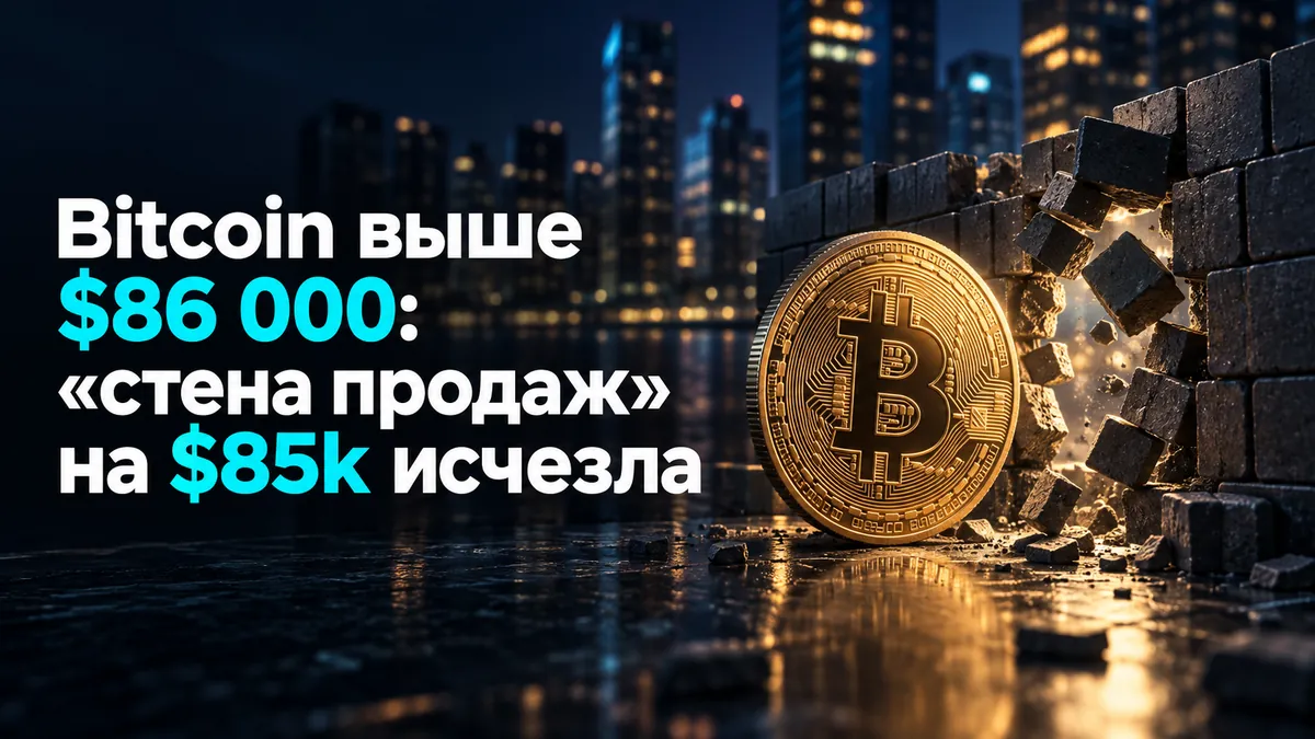 Bitcoin выше $86 000: «стена продаж» на $85k исчезла