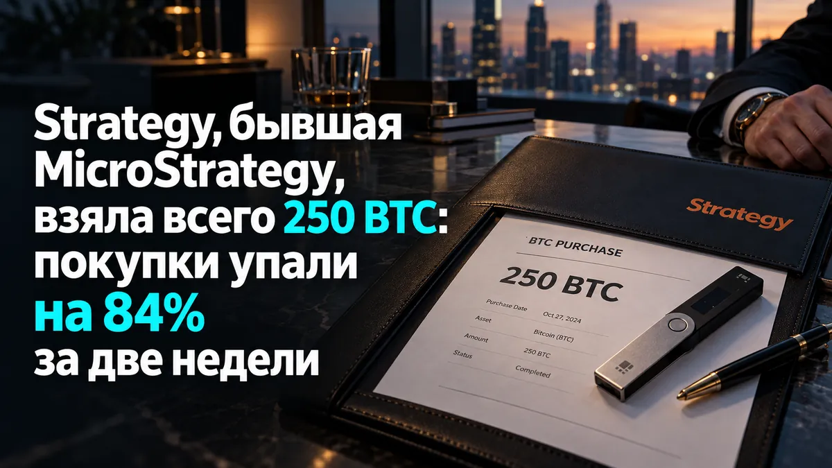 Strategy барлығы 250 BTC сатып алды: сатып алу көлемі екі аптада 84%-ға құлдырады