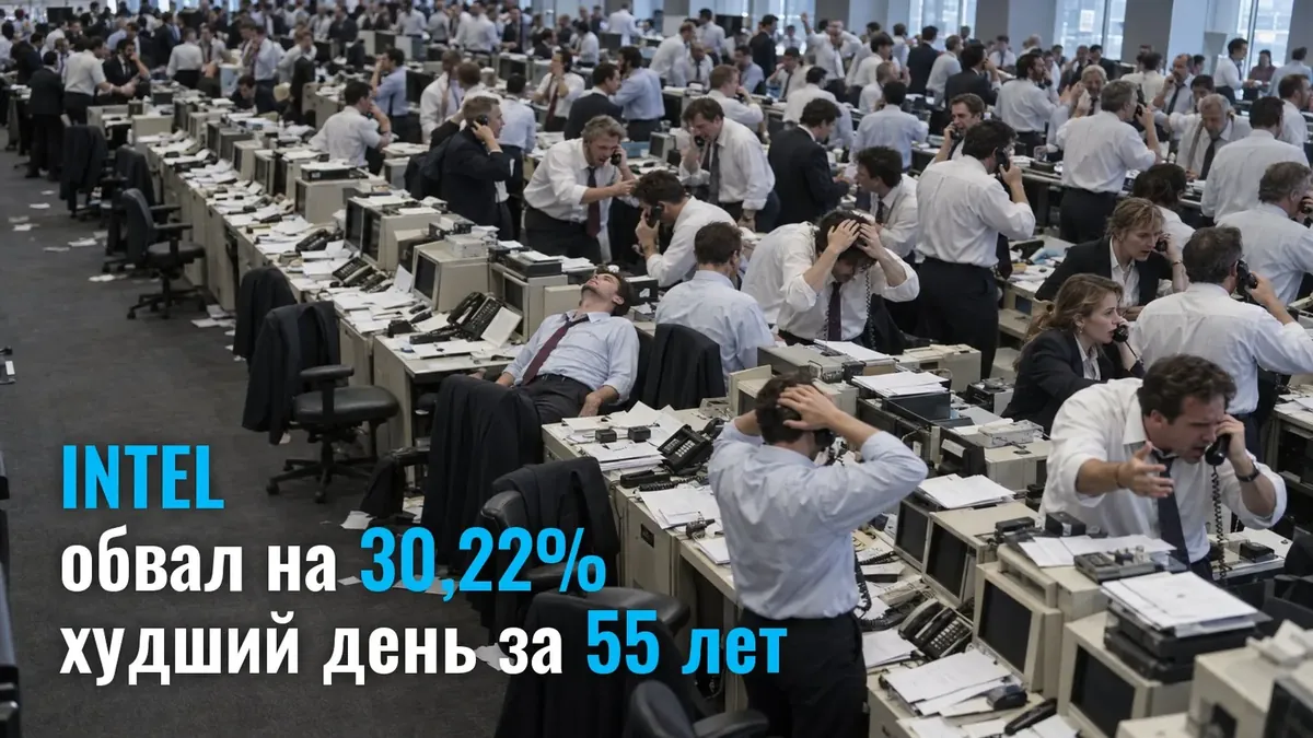 Акции Intel на Nasdaq рухнули на 30,22% - худший день за 55 лет листинга