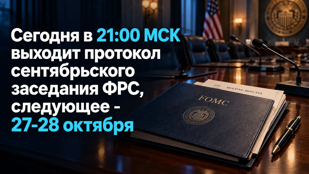 Сьогодні о 21:00 МСК виходить протокол вересневого засідання ФРС, наступне - 27-28 жовтня