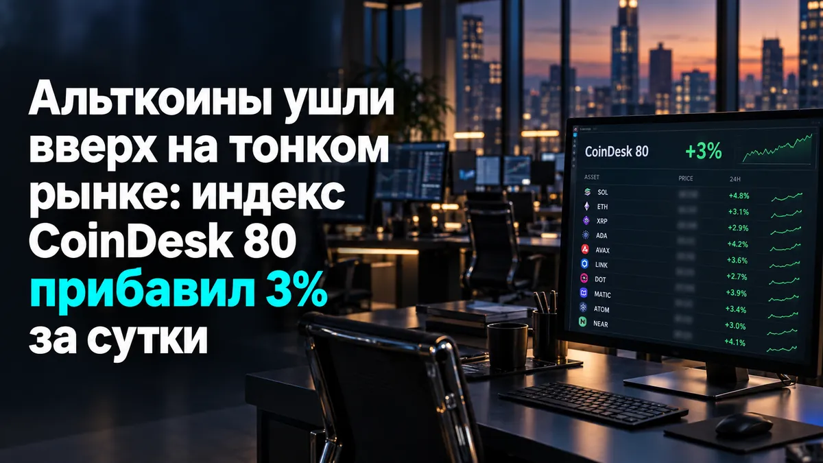 Altcoins moved higher on a thin market: the CoinDesk 80 index gained 3% in a day
