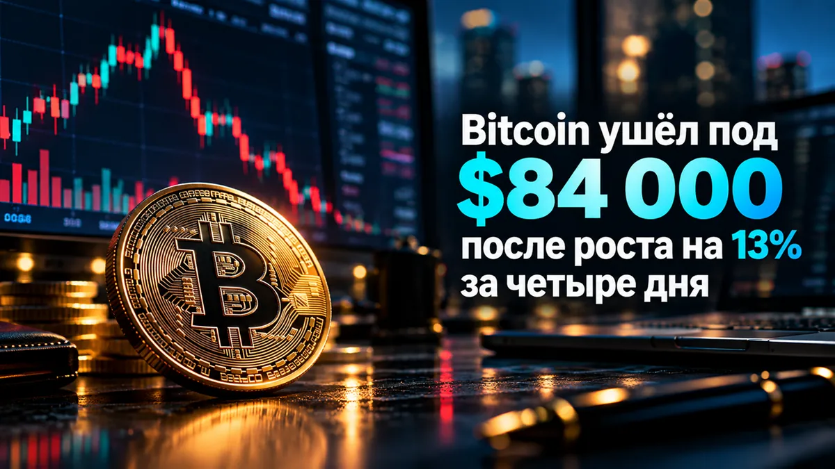 Bitcoin төрт күнде 13% өскеннен кейін $84 000-нан төмен түсті