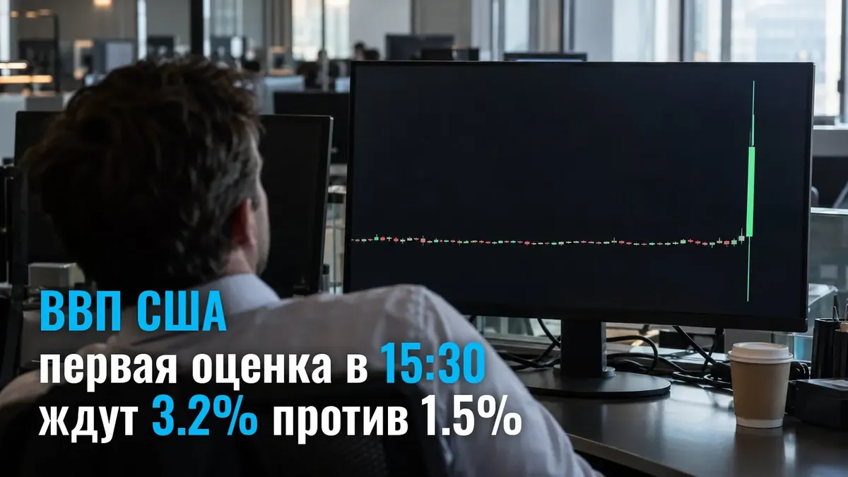 Перша оцінка ВВП США о 15:30 за МСК: 3.2% проти 1.5%, від неї залежить прогноз щодо ставки ФРС