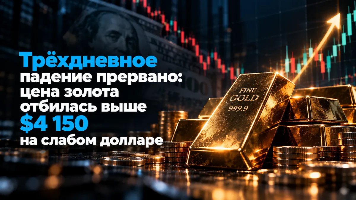 Трёхдневное падение прервано: цена золота отбилась выше $4 150 на слабом долларе