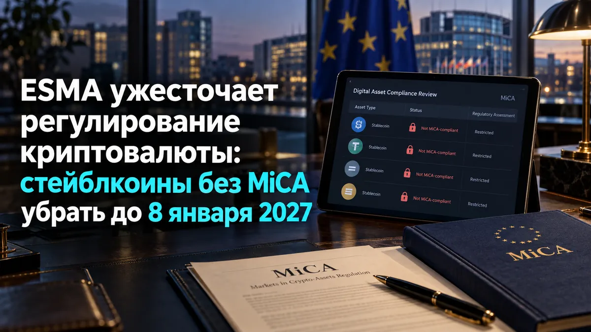 ESMA Tightens Control Over Stablecoins: Assets Not Compliant with MiCA Must Be Removed by January 8, 2027